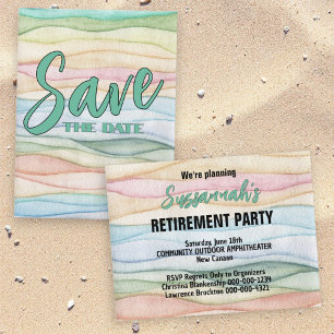 Carte Postale Faire-part Fête de Retraite Sauvegarder la Date Aquarelle Ran