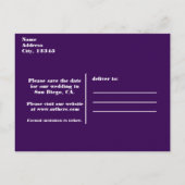 Carte Postale Faire-part Fête de sauvegarde de la date de cœur violet et ar (Dos)