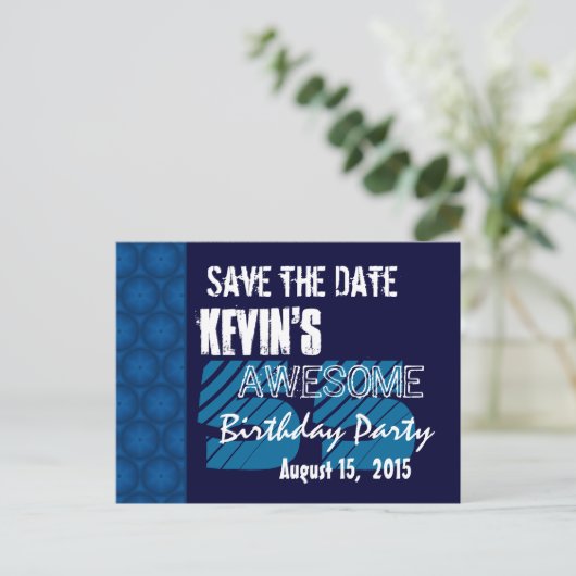 Carte Postale Faire-part Fête des 55 ans Jour à sauver Nuit Bleue (Debout devant)