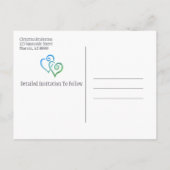 Carte Postale Faire-part Fête des mariées Enregistrer La Date Coeurs Bleus  (Dos)