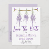 Carte Postale Faire-part Fête des mariées Enregistrer La Date Dry Lavender  (Devant / Derrière)