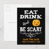 Carte Postale Faire-part Fête d'Halloween Manger Boire & être Effrayant Vis (Devant / Derrière)