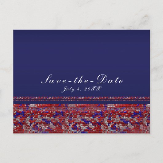 Carte Postale Faire-part Fête du 4 juillet paillettes étincelantes rouge bl (Devant)