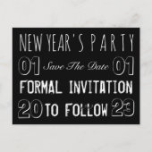 Carte Postale Faire-part Fête du Nouvel An Sauvez la date Noir et Blanc (Devant)
