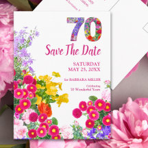 Fête élégante pour les 70 ans Fleurs Save The Date