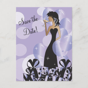 Carte Postale Faire-part Fête Fille Diva Chic Sauvegarder la Date Viol
