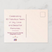 Carte Postale Faire-part Fête moderne 80 ans 80e anniversaire floral (Dos)