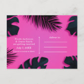 Carte Postale Faire-part Fête Palmes Tropicales Roses Enregistrer la Date (Dos)