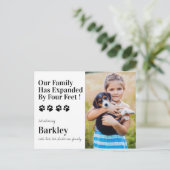 Carte Postale Faire-part Fête personnalisée pour nouveau chien chiot photo (Debout devant)