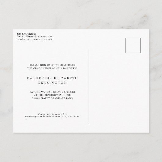 Carte Postale Faire-part Fête photo Silver Foil moderne (Dos)