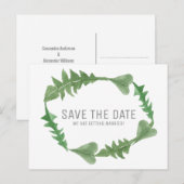 Carte Postale Faire-part Feuillage aquarelle de verdure Enregistrer la date (Devant / Derrière)