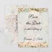 Carte Postale Faire-part feuillage Art nouveau décoratif floral (Devant / Derrière)