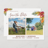 Carte Postale Faire-part Feuillage d'automne Photos personnalisées Enregist (Devant / Derrière)