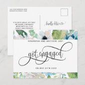 Carte Postale Faire-part Feuillage floral, Fianceacute;, Fiançailles (Devant / Derrière)