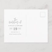 Carte Postale Faire-part Feuillage minimal + texte de script pour save the  (Dos)