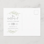 Carte Postale Faire-part Feuillage minimal + texte de script pour save the (Dos)