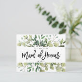 Carte Postale Faire-part feuillage verdure serez-vous demoiselle d'honneur (Debout devant)