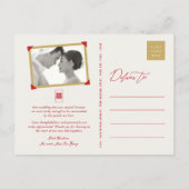 Carte Postale Faire-part Feuille bambou double Xi Merci Mariage chinois (Dos)