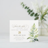 Carte Postale Faire-part FEUILLE DE FOUGÈRE A L'AQUARELLE VERTE Sauvegarder (Debout devant)