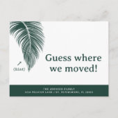 Carte Postale Faire-part Feuille de palmier vert émeraude Fun Floride Nouve (Devant)