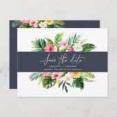 Carte Postale Faire-part Feuille de papier tropical aquarelle pour annoncer (Devant / Derrière)