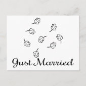 Carte Postale Faire-part Feuille noire et blanche juste marié Feuilles Mari (Devant)