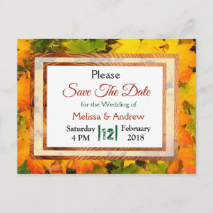 Carte Postale Faire-part Feuilles Automne Mariage Automne Enregistrer la da