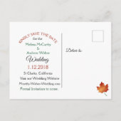 Carte Postale Faire-part Feuilles Automne Mariage Automne Enregistrer la da (Dos)