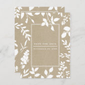 Carte Postale Faire-part Feuilles Botaniques Blanches Simple Rustique Enreg (Devant / Derrière)