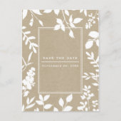 Carte Postale Faire-part Feuilles Botaniques Blanches Simple Rustique Enreg (Devant)