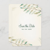 Carte Postale Faire-part Feuilles botaniques d'eucalyptus vert Enregistrer  (Devant / Derrière)