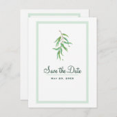 Carte Postale Faire-part Feuilles botaniques d'eucalyptus vert Sauvegarder  (Devant / Derrière)