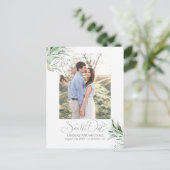 Carte Postale Faire-part Feuilles d'argent de verdure Enregistrer la date P (Debout devant)