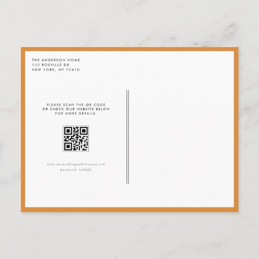 Carte Postale Faire-part Feuilles d'automne chaudes Cadre QR Code Enregistr (Dos)