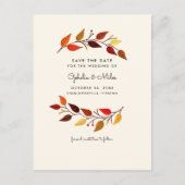 Carte Postale Faire-part Feuilles d'automne Gouache Enregistrer la date (Devant)