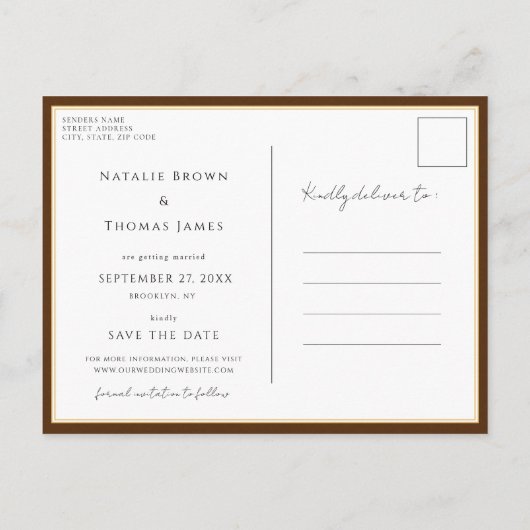 Carte Postale Faire-part Feuilles d'automne poussiéreuses marron tombent en (Dos)