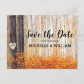 Carte Postale Faire-part Feuilles d'automne rustiques, Enregistrez la date (Devant)