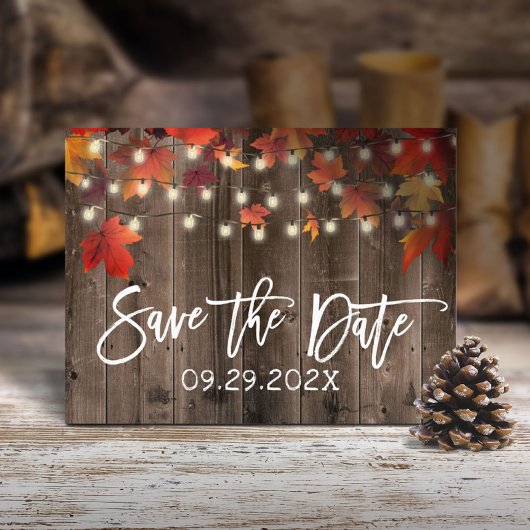 Carte Postale Faire-part Feuilles d'automne rustiques Mariage d'automne Enr