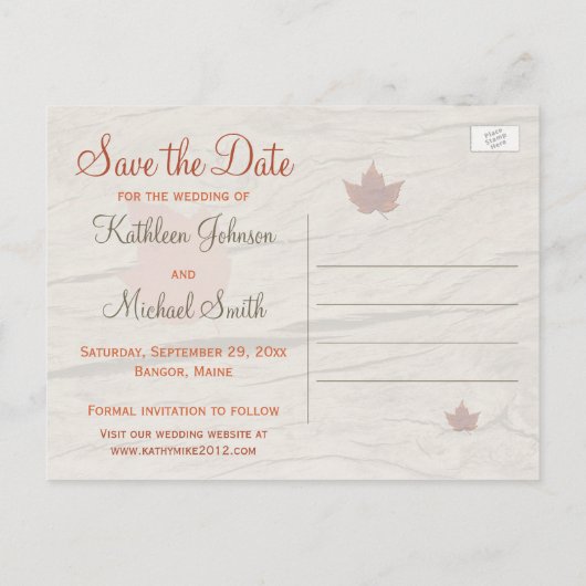 Carte Postale Faire-part Feuilles d'automne séchées, Fleurs Enregistrer la  (Dos)