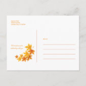 Carte Postale Faire-part Feuilles d'automne sur fond de bois rustique (Dos)