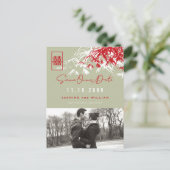 Carte Postale Faire-part Feuilles de bambou Double Bonheur Photo Enregistre (Debout devant)