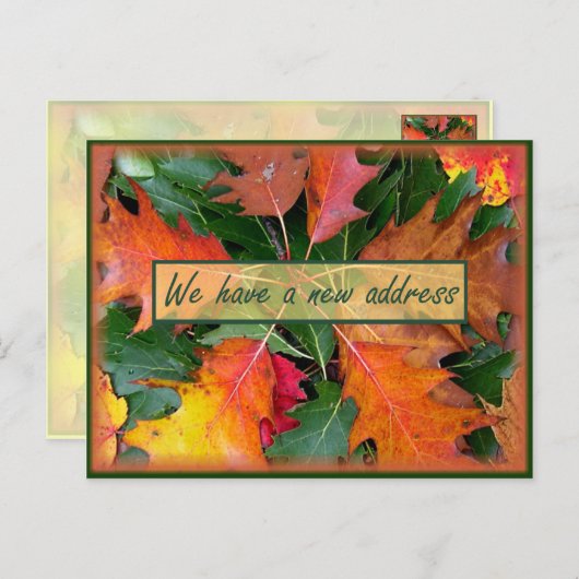 Carte Postale Faire-part Feuilles de chêne en mouvement en automne (Devant / Derrière)