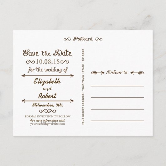 Carte Postale Faire-part Feuilles de dentelle - Tombez amoureux Sauvegarder (Dos)