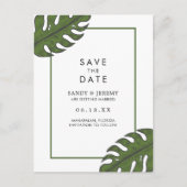 Carte Postale Faire-part Feuilles de palmier tropicales Enregistrer la date (Devant)