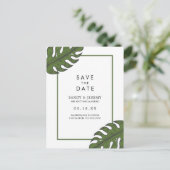 Carte Postale Faire-part Feuilles de palmier tropicales Enregistrer la date (Debout devant)