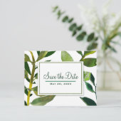 Carte Postale Faire-part Feuilles de plante glamour botanique vert Enregist (Debout devant)