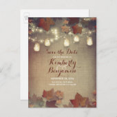 Carte Postale Faire-part Feuilles d'érable et pots Mason Fall Save the Date (Devant / Derrière)