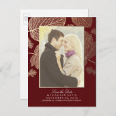 Carte Postale Faire-part Feuilles d'Or Tombent Save the Date Photo Bourguig (Devant / Derrière)