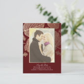 Carte Postale Faire-part Feuilles d'Or Tombent Save the Date Photo Bourguig (Debout devant)