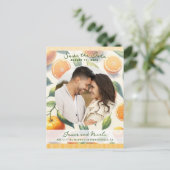 Carte Postale Faire-part Feuilles d'orange d'agrumes à l'aquarelle Enregist (Debout devant)